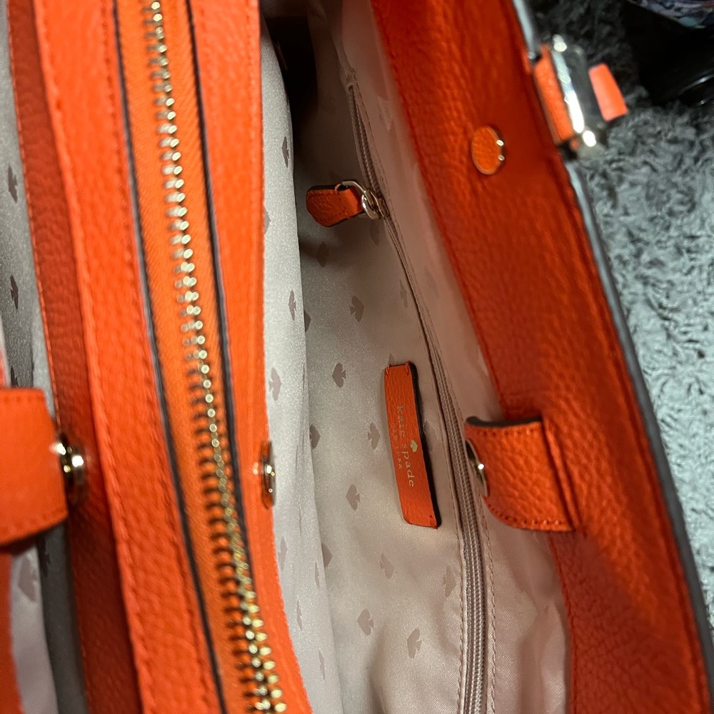 Bright Orange Kate Spade Bag W/ Cross Strap - Picture 3 of 7
